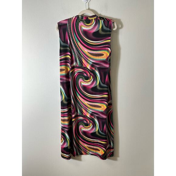 NWT Conquista Sleeveless Multi-colored Disco Patterned Midi Dress Sz 46/18 - Picture 4 of 4